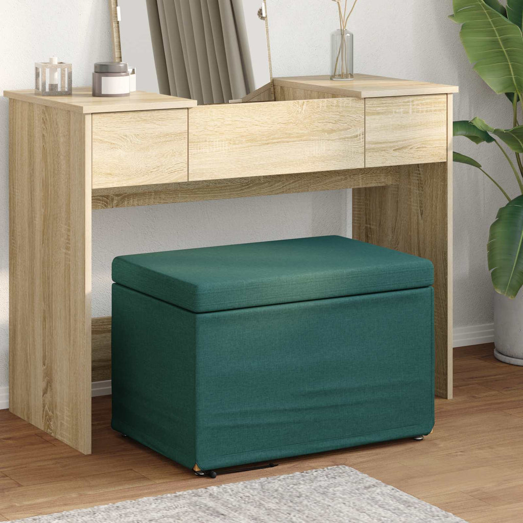 Pouf Verde Scuro 61 x 41 x 40 cm Tessuto e Legno Ingegnerizzato