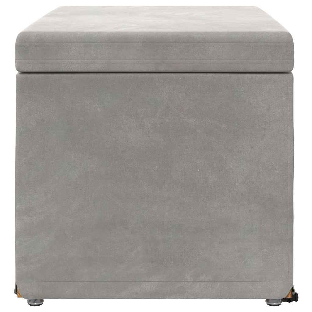 Pouf Grigio chiaro Velluto e Legno Ingegnerizzato