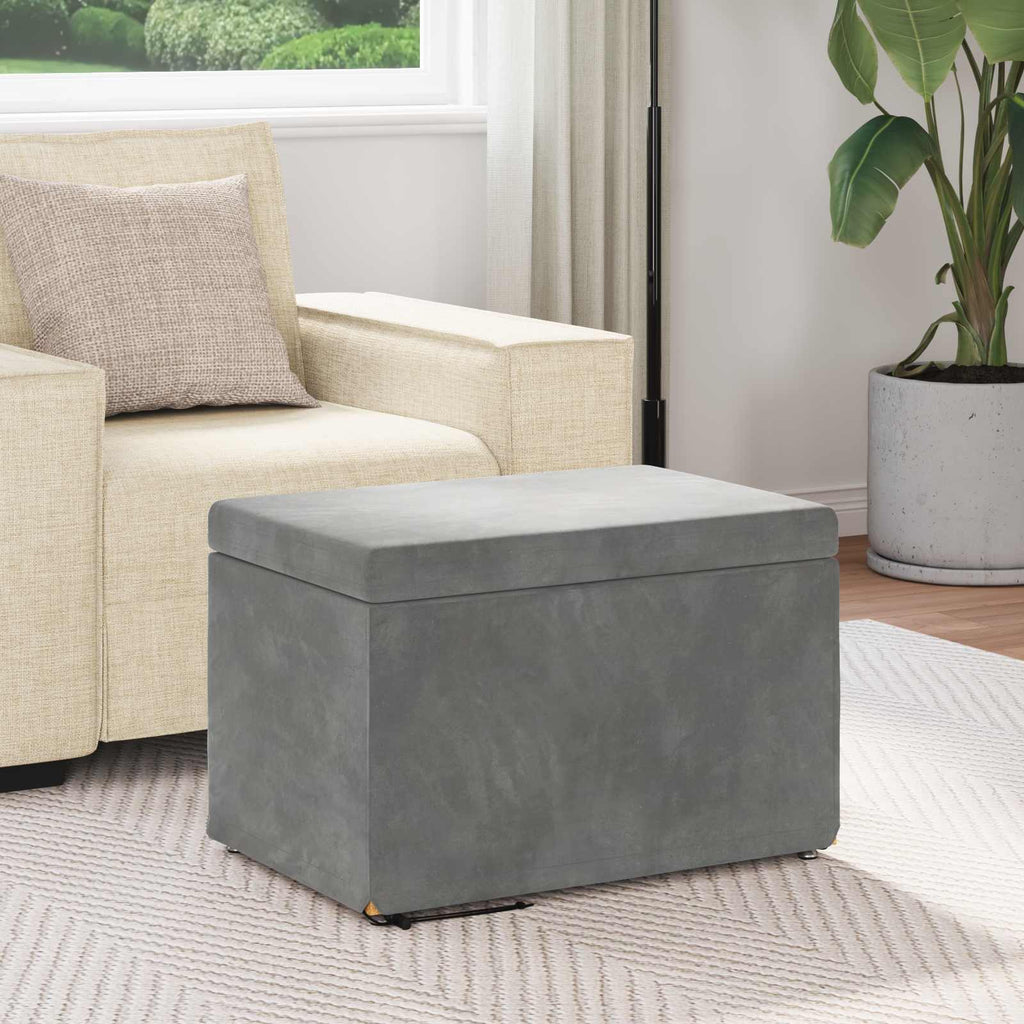 Pouf Grigio scuro Velluto e Legno Ingegnerizzato