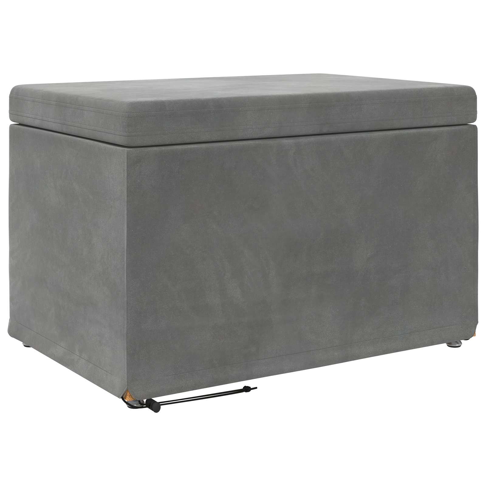 Pouf Grigio scuro Velluto e Legno Ingegnerizzato