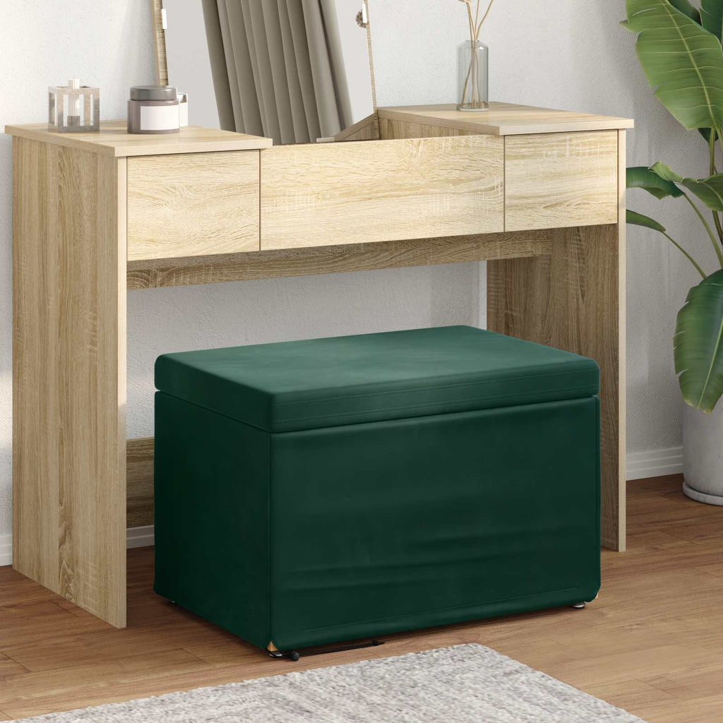 Pouf Verde Scuro 61 x 41 x 40 cm Velluto e Legno Ingegnerizzato