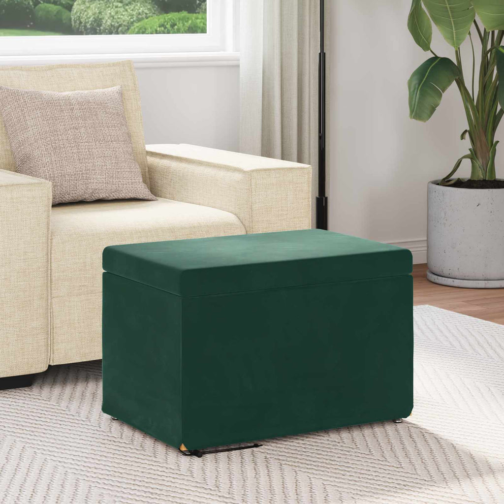 Pouf Verde Scuro 61 x 41 x 40 cm Velluto e Legno Ingegnerizzato