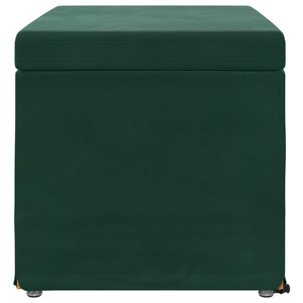 Pouf Verde Scuro 61 x 41 x 40 cm Velluto e Legno Ingegnerizzato