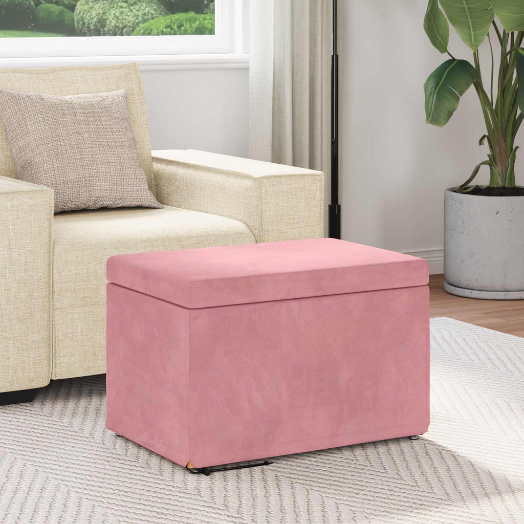 Pouf Rosa 61 x 41 x 40 cm Velluto e Legno Ingegnerizzato