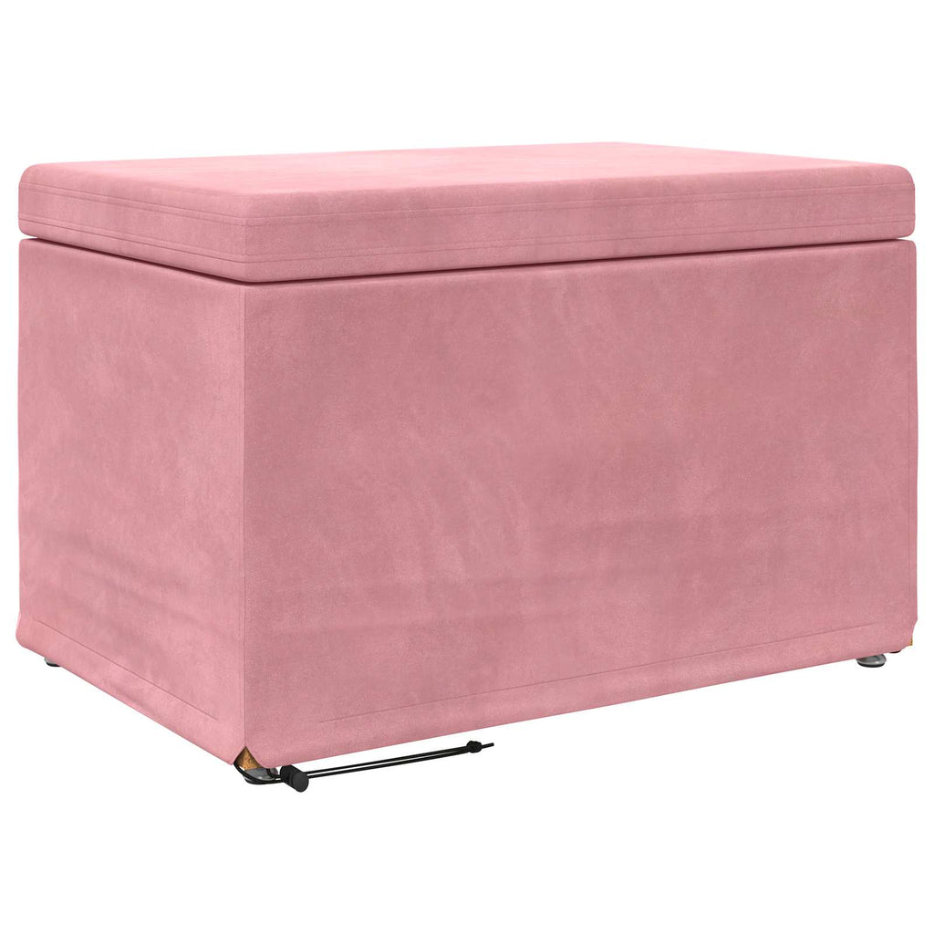 Pouf Rosa 61 x 41 x 40 cm Velluto e Legno Ingegnerizzato