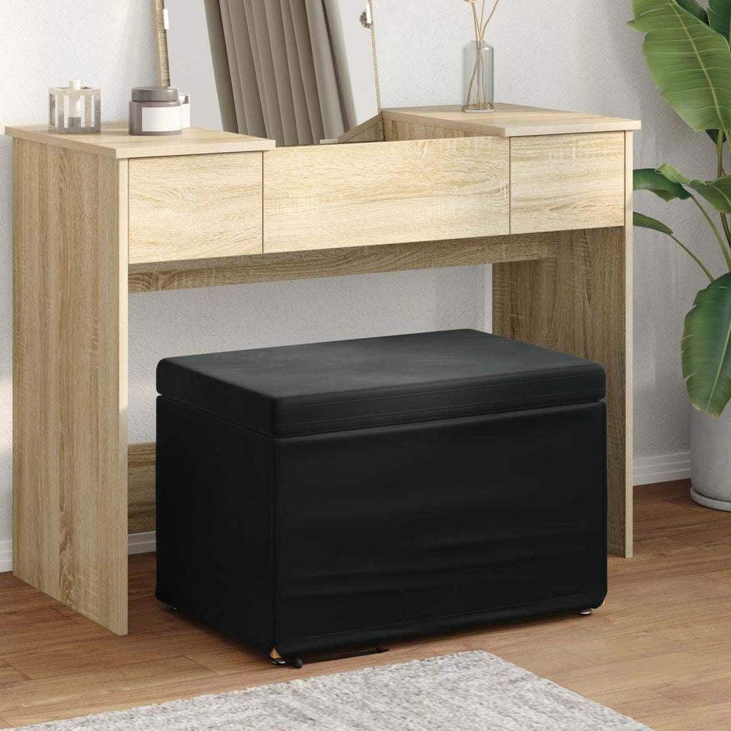 Pouf Nero 61 x 41 x 40 cm Velluto e Legno Ingegnerizzato