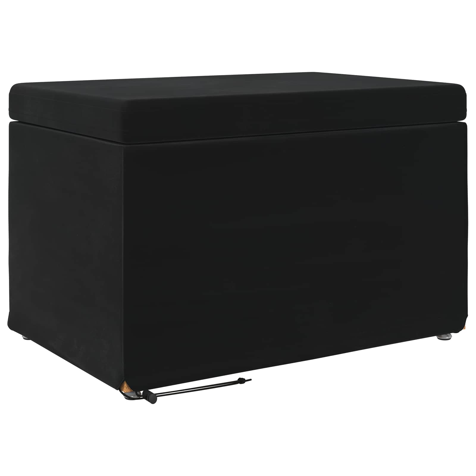 Pouf Nero 61 x 41 x 40 cm Velluto e Legno Ingegnerizzato