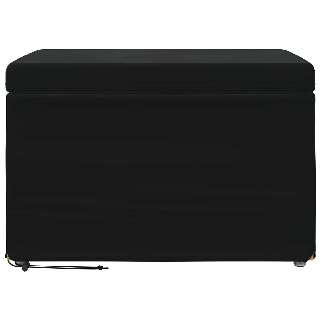 Pouf Nero 61 x 41 x 40 cm Velluto e Legno Ingegnerizzato