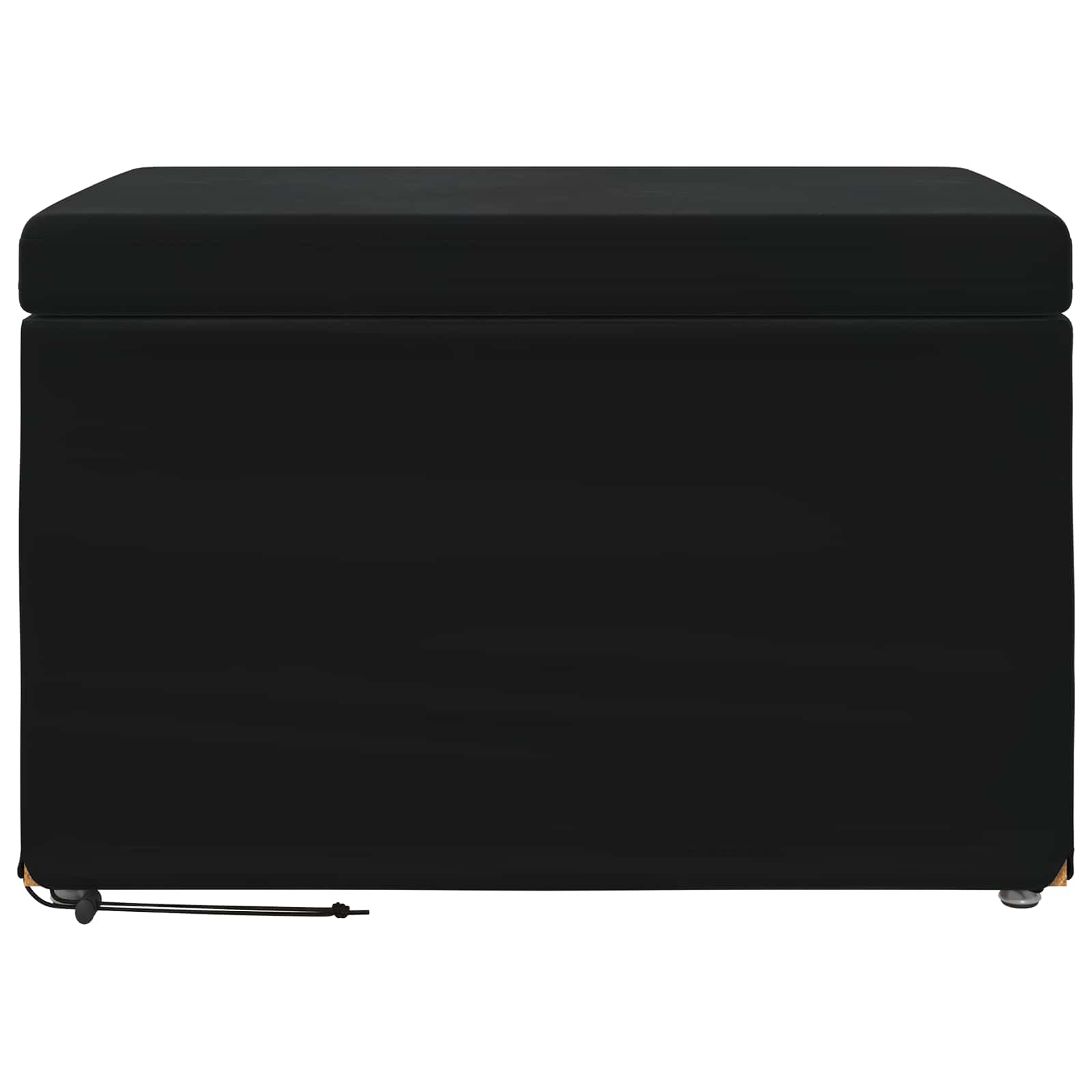 Pouf Nero 61 x 41 x 40 cm Velluto e Legno Ingegnerizzato