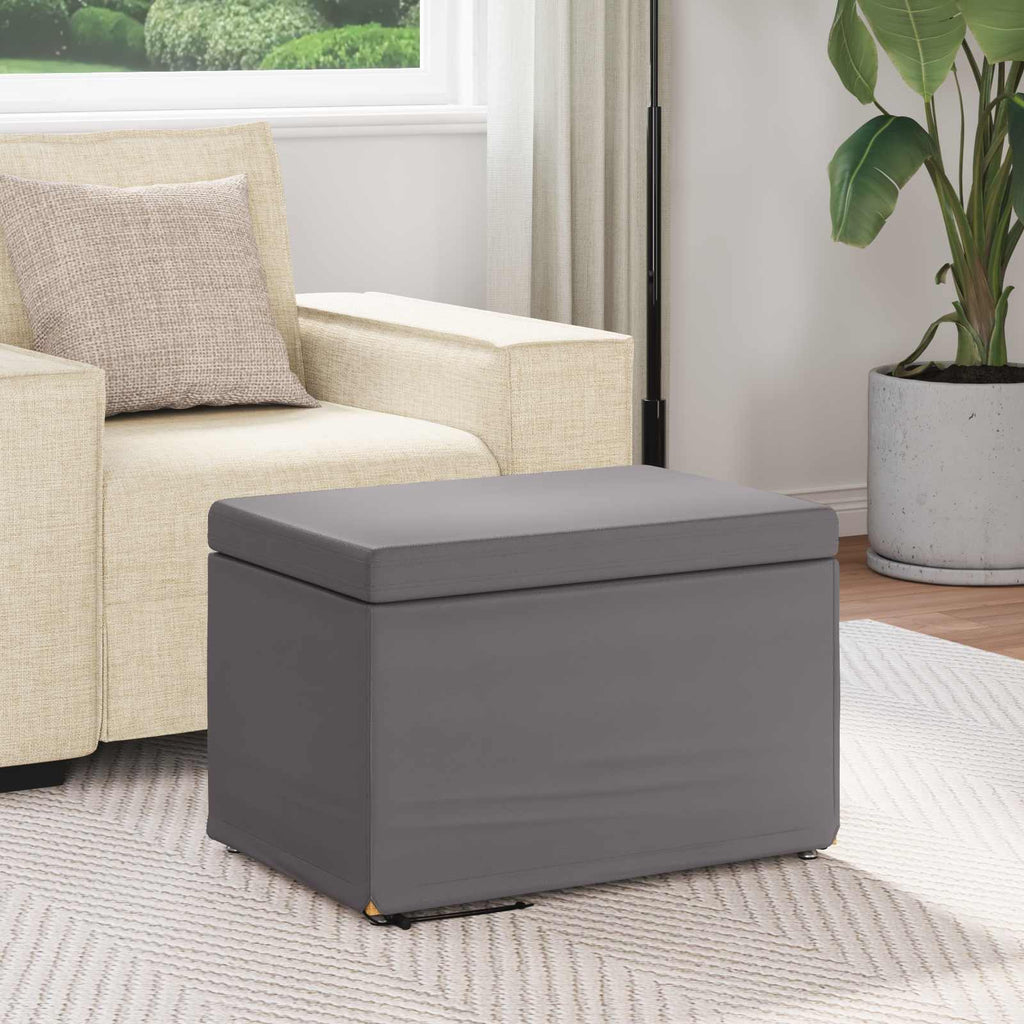 Pouf Grigio Pelle Sintetica e Legno Ingegnerizzato