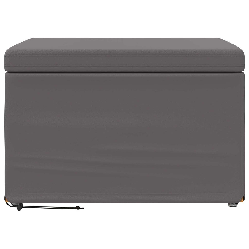 Pouf Grigio Pelle Sintetica e Legno Ingegnerizzato