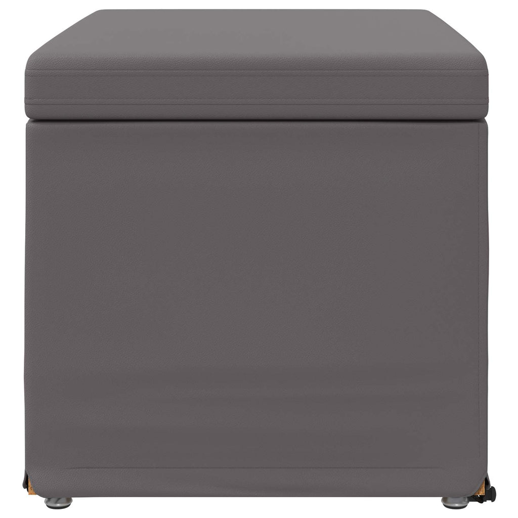 Pouf Grigio Pelle Sintetica e Legno Ingegnerizzato