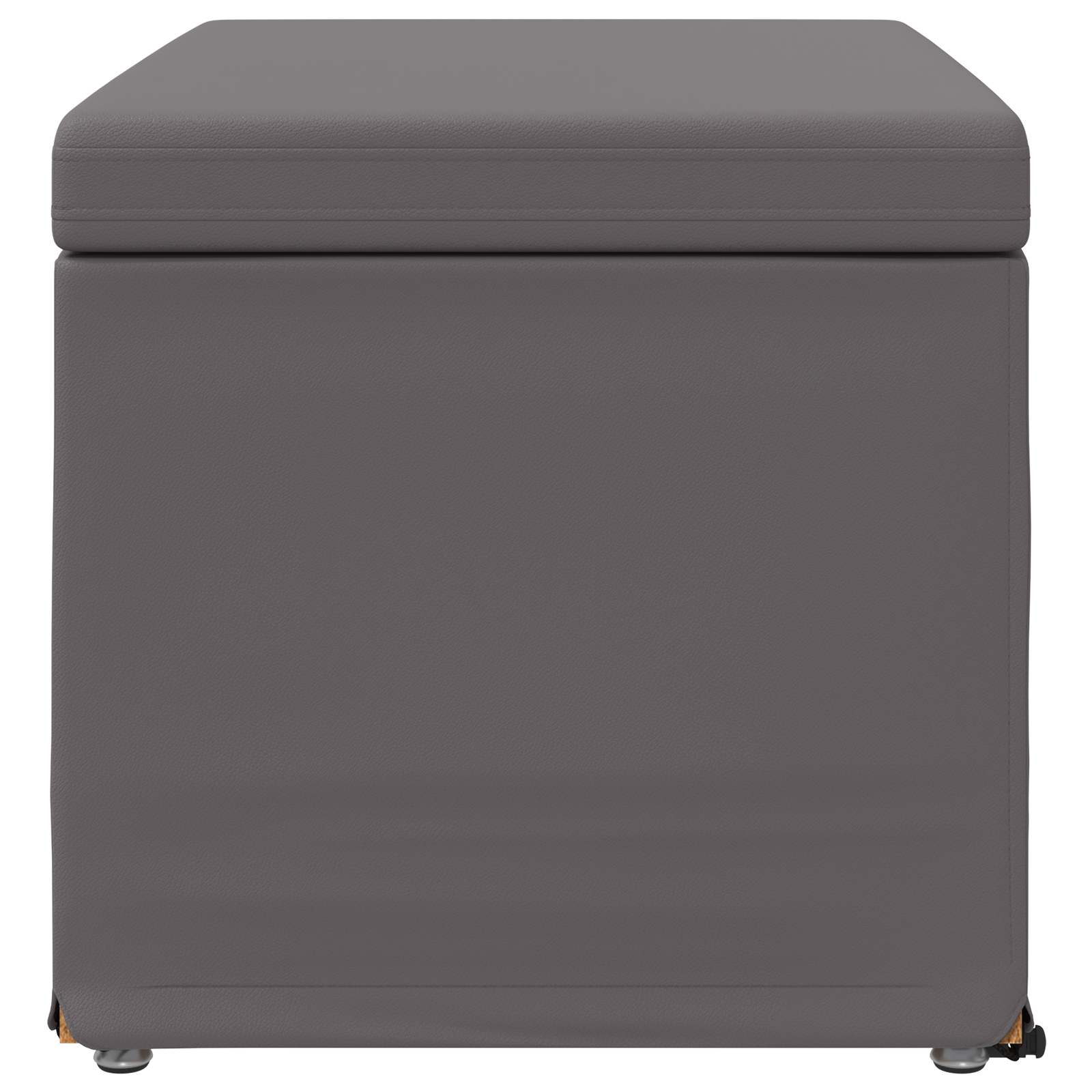 Pouf Grigio Pelle Sintetica e Legno Ingegnerizzato