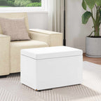Pouf Bianco Pelle Sintetica e Legno Ingegnerizzato