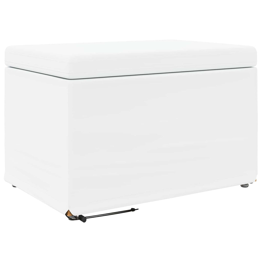 Pouf Bianco Pelle Sintetica e Legno Ingegnerizzato
