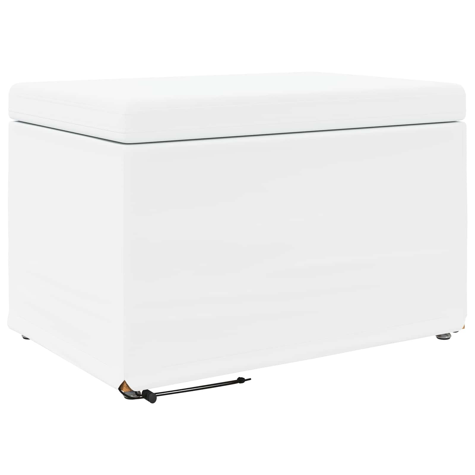 Pouf Bianco Pelle Sintetica e Legno Ingegnerizzato