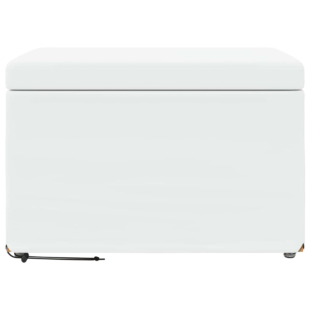 Pouf Bianco Pelle Sintetica e Legno Ingegnerizzato