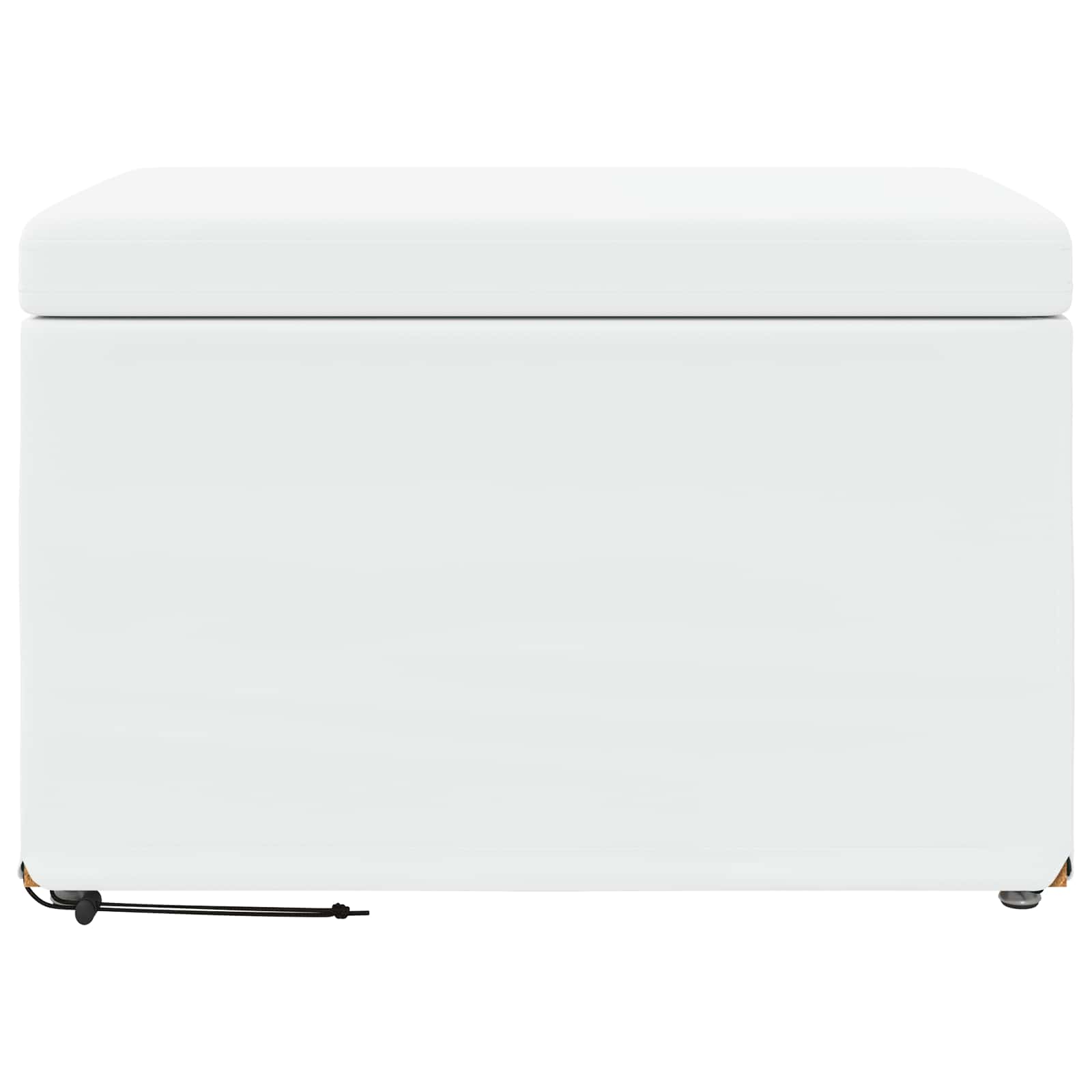Pouf Bianco Pelle Sintetica e Legno Ingegnerizzato