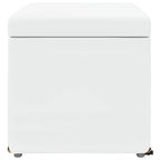 Pouf Bianco Pelle Sintetica e Legno Ingegnerizzato