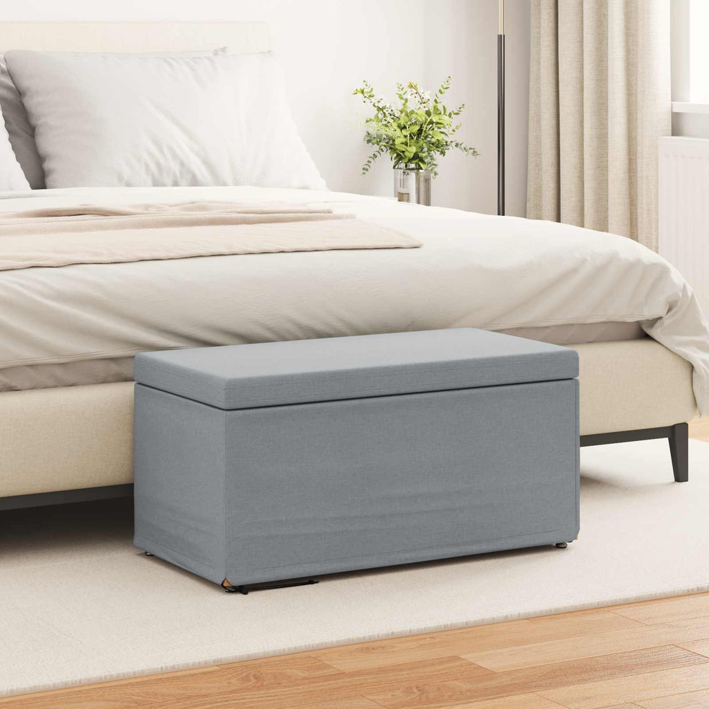 Pouf Grigio chiaro Tessuto e Legno Ingegnerizzato