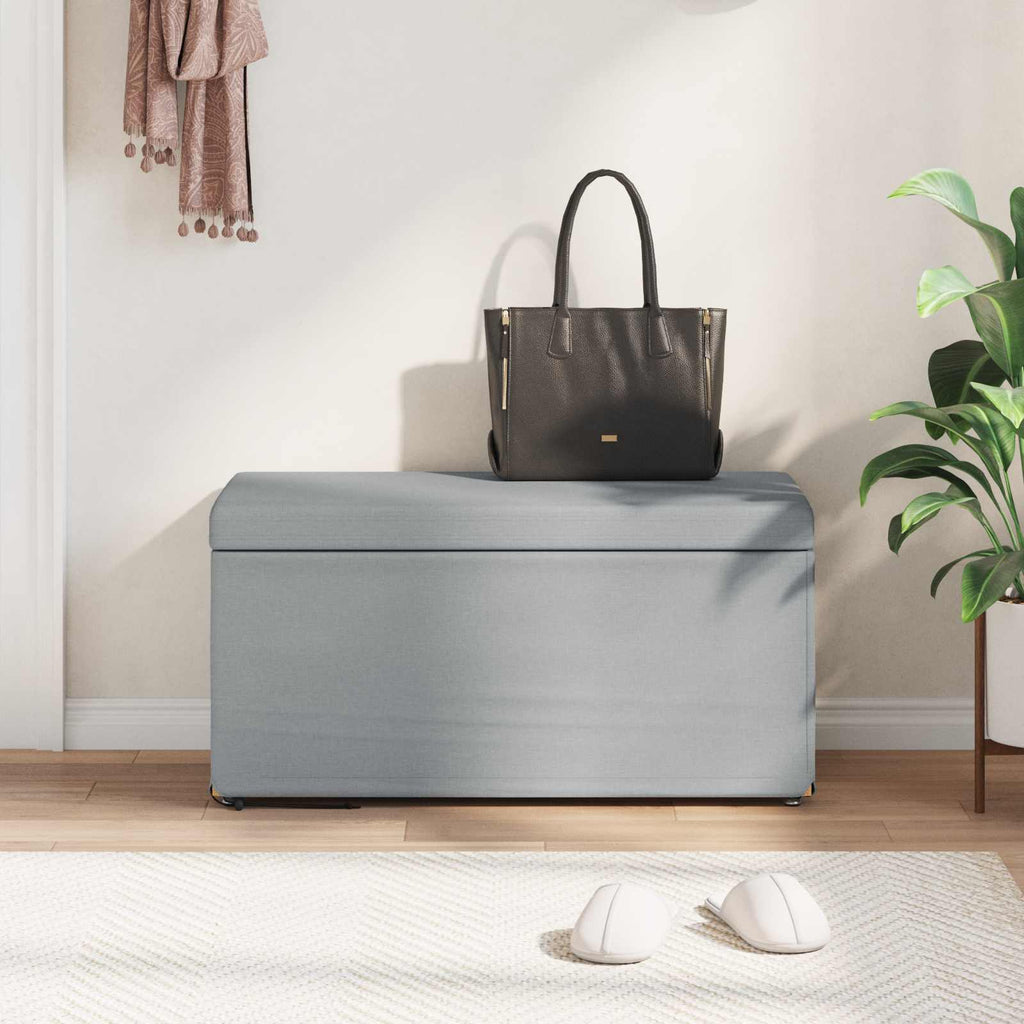 Pouf Grigio chiaro Tessuto e Legno Ingegnerizzato