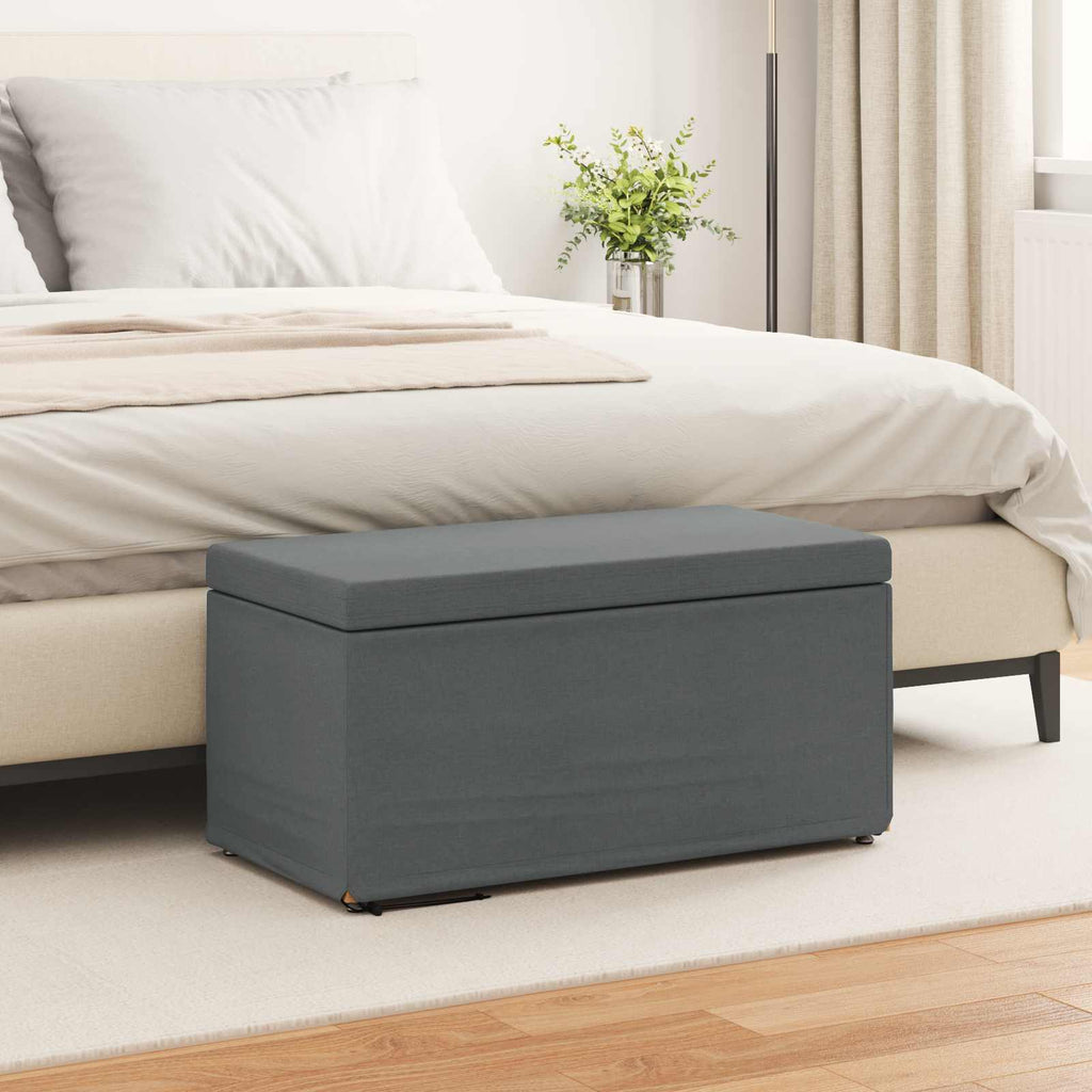 Pouf Grigio scuro Tessuto e Legno Ingegnerizzato