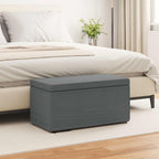 Pouf Grigio scuro Tessuto e Legno Ingegnerizzato