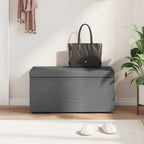 Pouf Grigio scuro Tessuto e Legno Ingegnerizzato