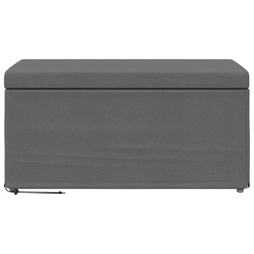 Pouf Grigio scuro Tessuto e Legno Ingegnerizzato