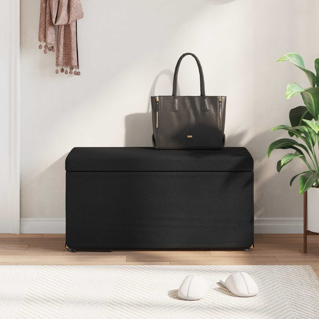 Pouf Nero 81 x 41 x 40 cm Tessuto e Legno Ingegnerizzato