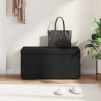 Pouf Nero 81 x 41 x 40 cm Tessuto e Legno Ingegnerizzato