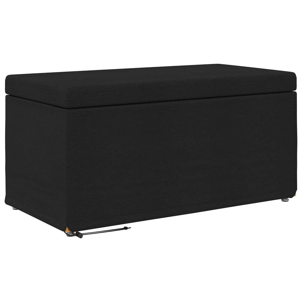 Pouf Nero 81 x 41 x 40 cm Tessuto e Legno Ingegnerizzato
