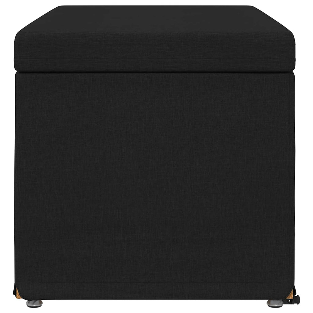Pouf Nero 81 x 41 x 40 cm Tessuto e Legno Ingegnerizzato