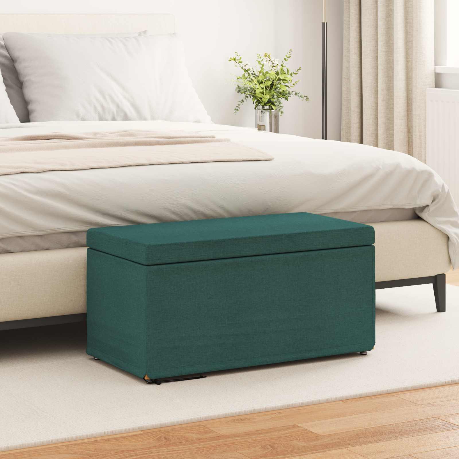 Pouf Verde Scuro 81 x 41 x 40 cm Tessuto e Legno Ingegnerizzato