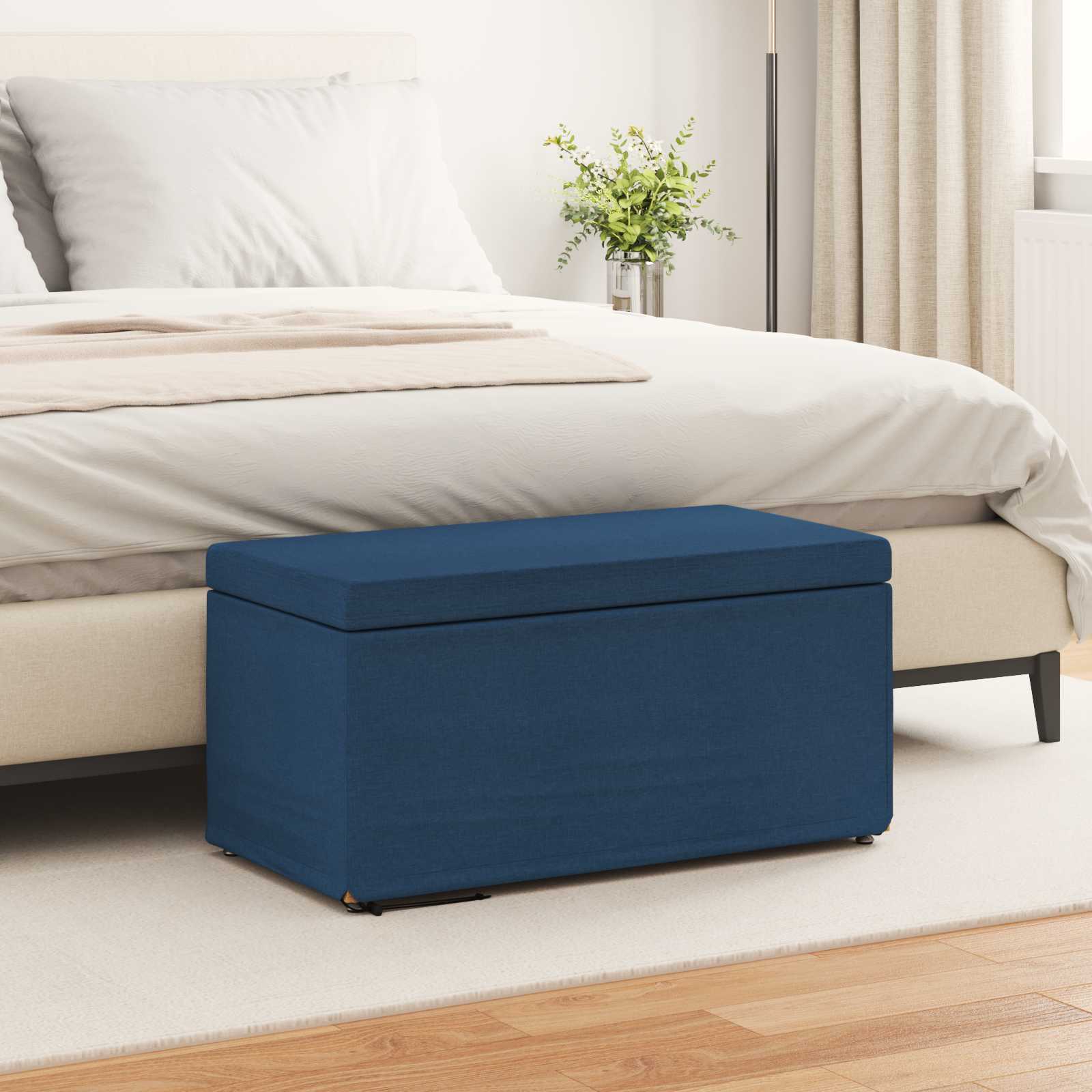 Pouf Blu 81 x 41 x 40 cm Tessuto e Legno Ingegnerizzato