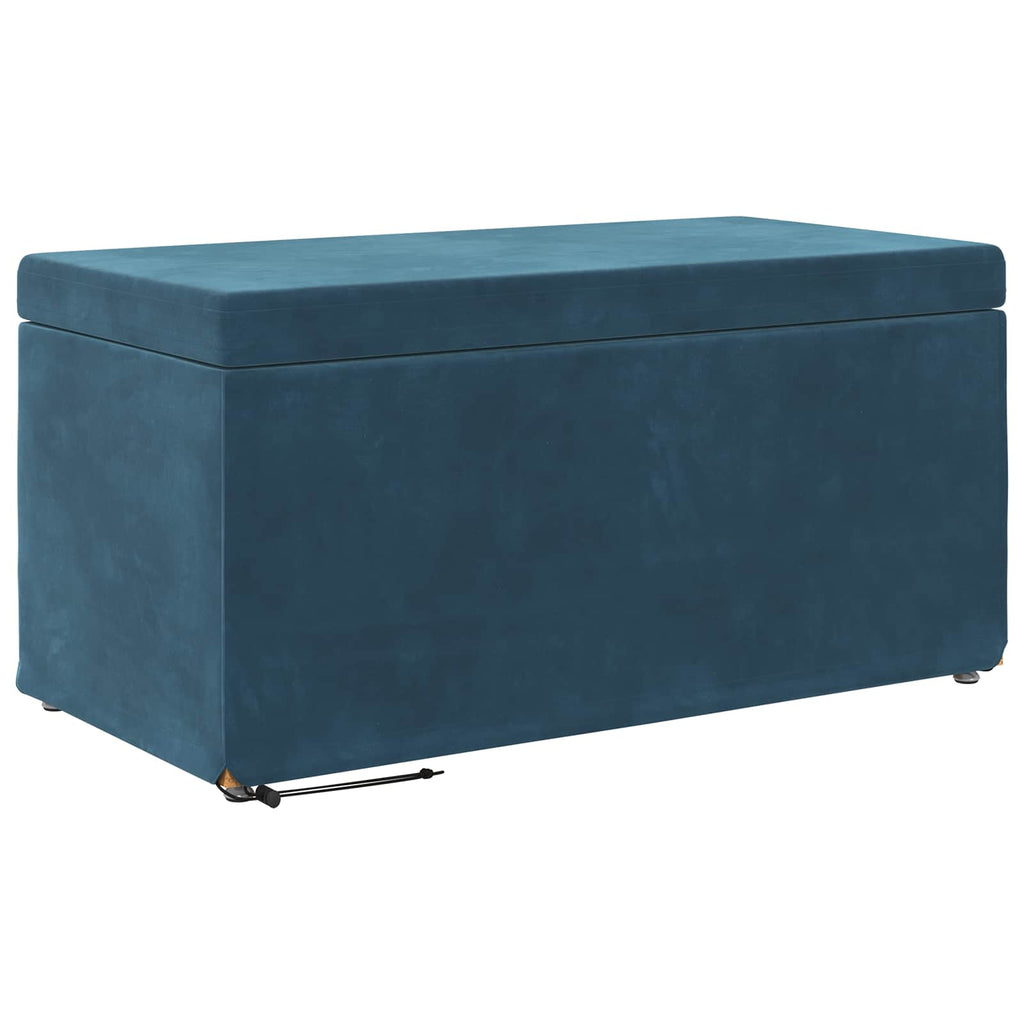 Pouf Blu 81 x 41 x 40 cm Velluto e Legno Ingegnerizzato