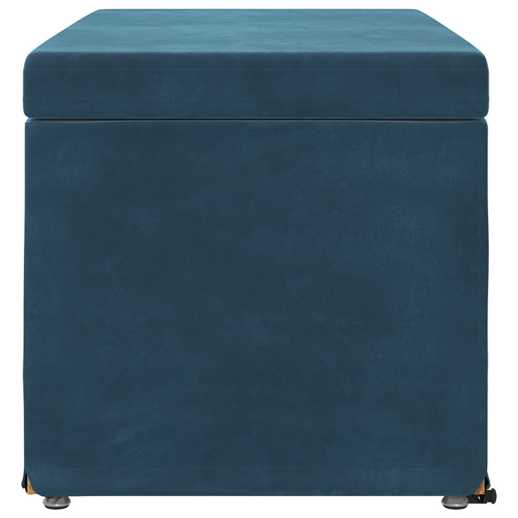 Pouf Blu 81 x 41 x 40 cm Velluto e Legno Ingegnerizzato