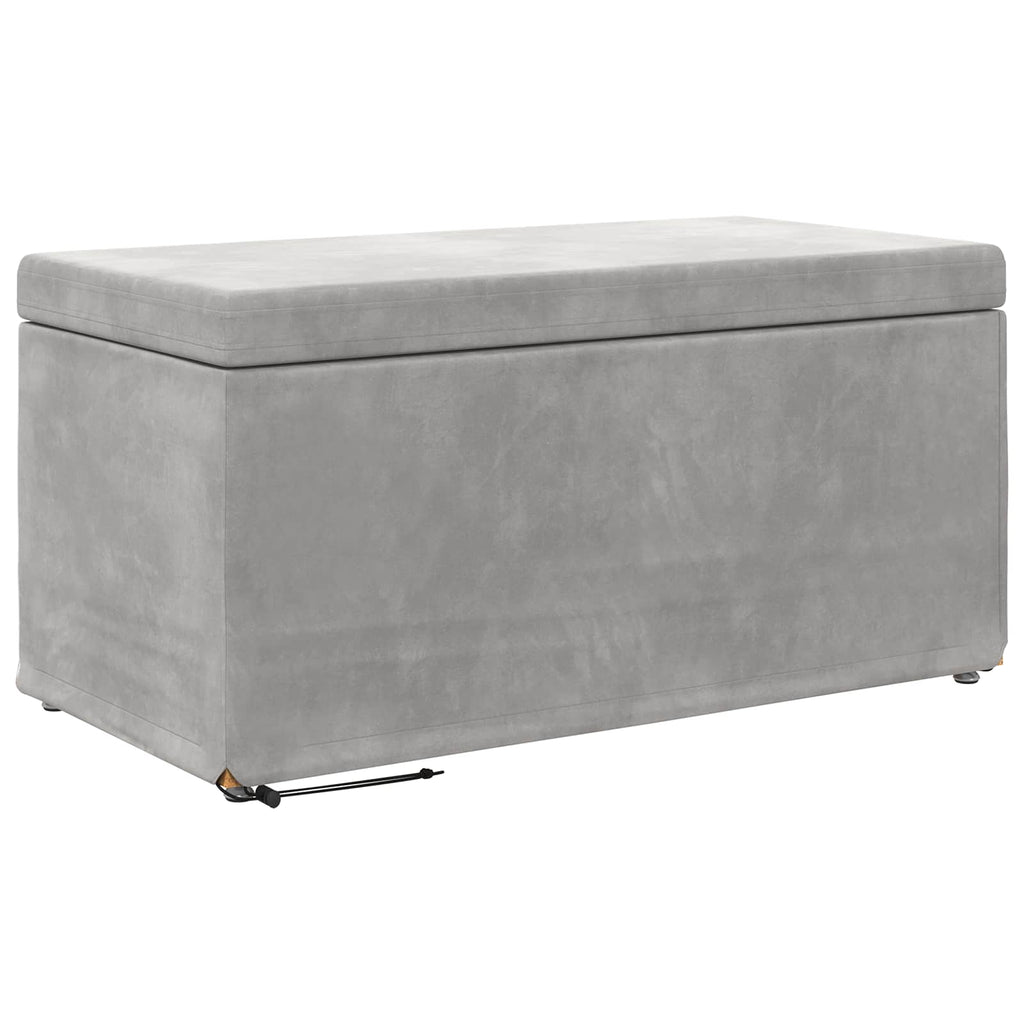 Pouf Grigio chiaro Velluto e Legno Ingegnerizzato