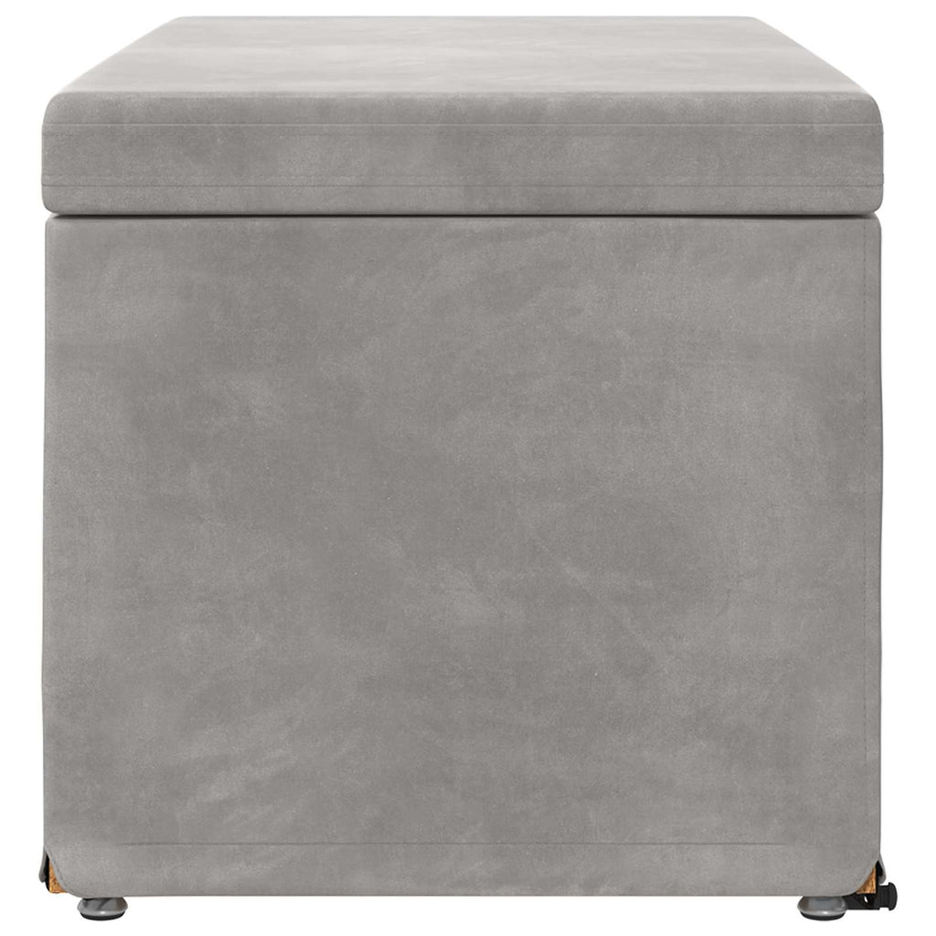 Pouf Grigio chiaro Velluto e Legno Ingegnerizzato