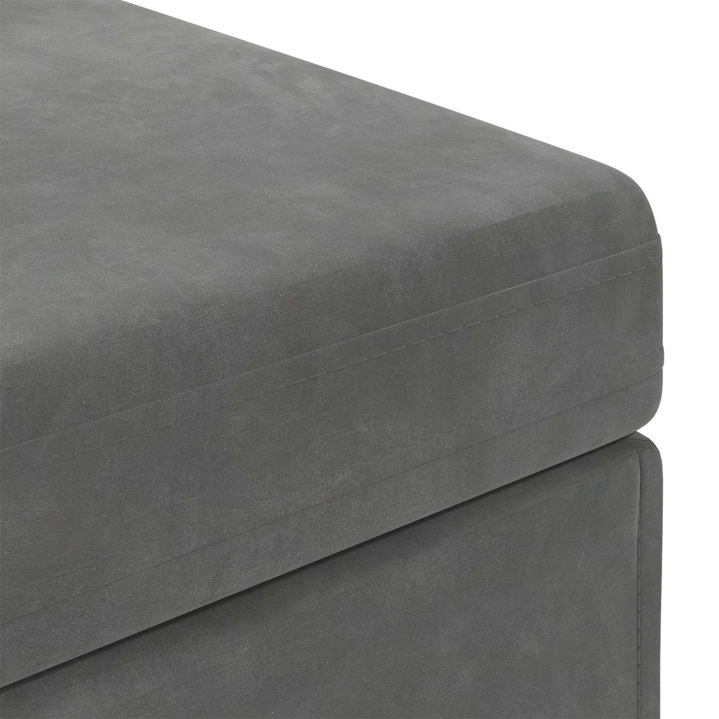 Pouf Grigio scuro Velluto e Legno Ingegnerizzato