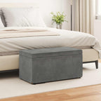 Pouf Grigio scuro Velluto e Legno Ingegnerizzato
