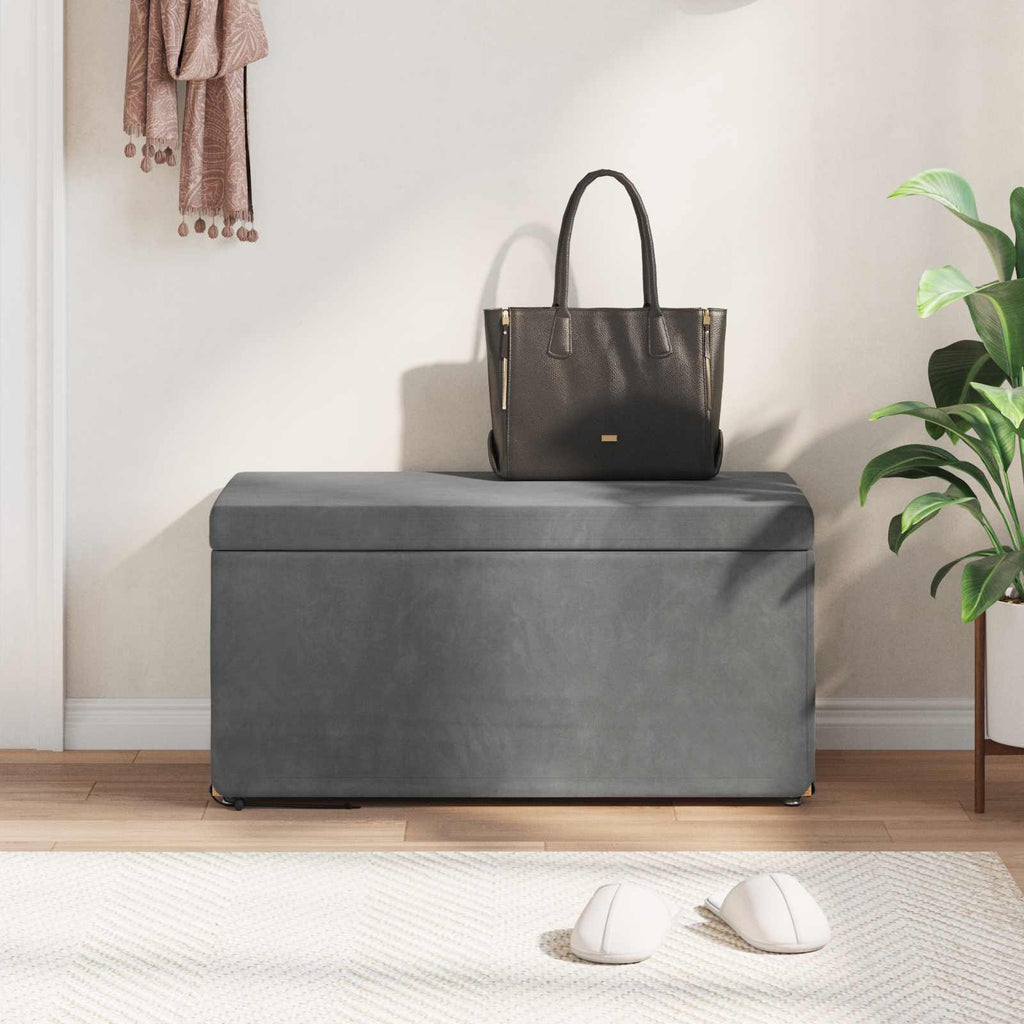 Pouf Grigio scuro Velluto e Legno Ingegnerizzato