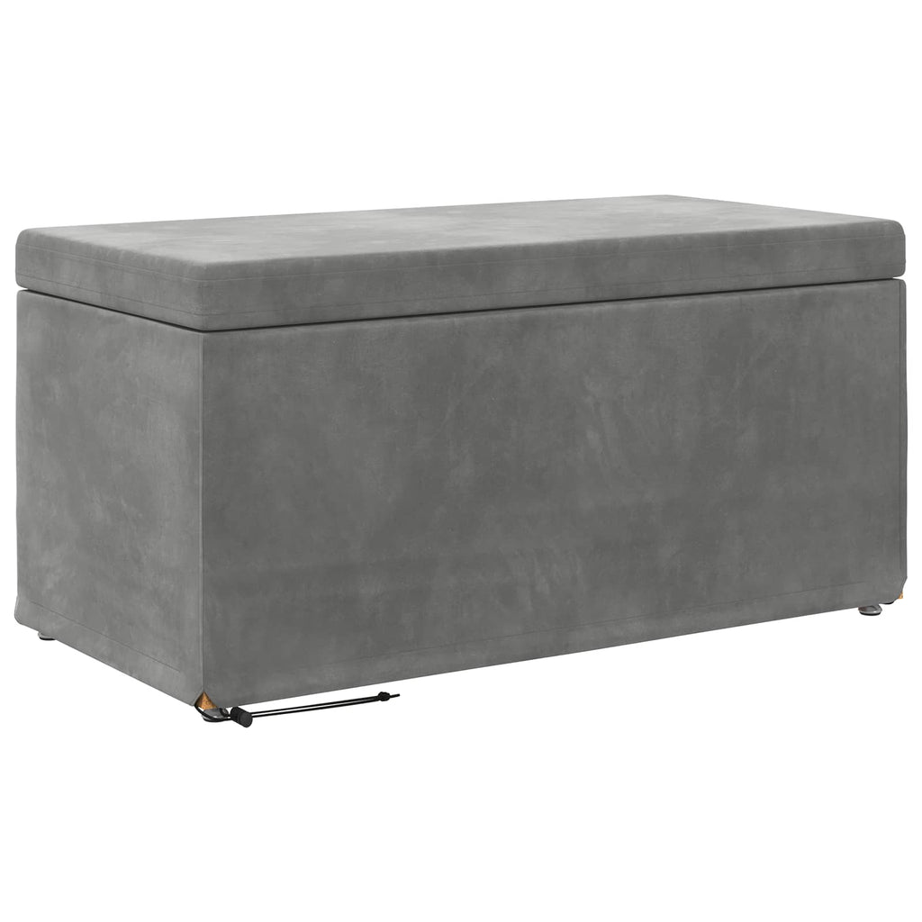 Pouf Grigio scuro Velluto e Legno Ingegnerizzato