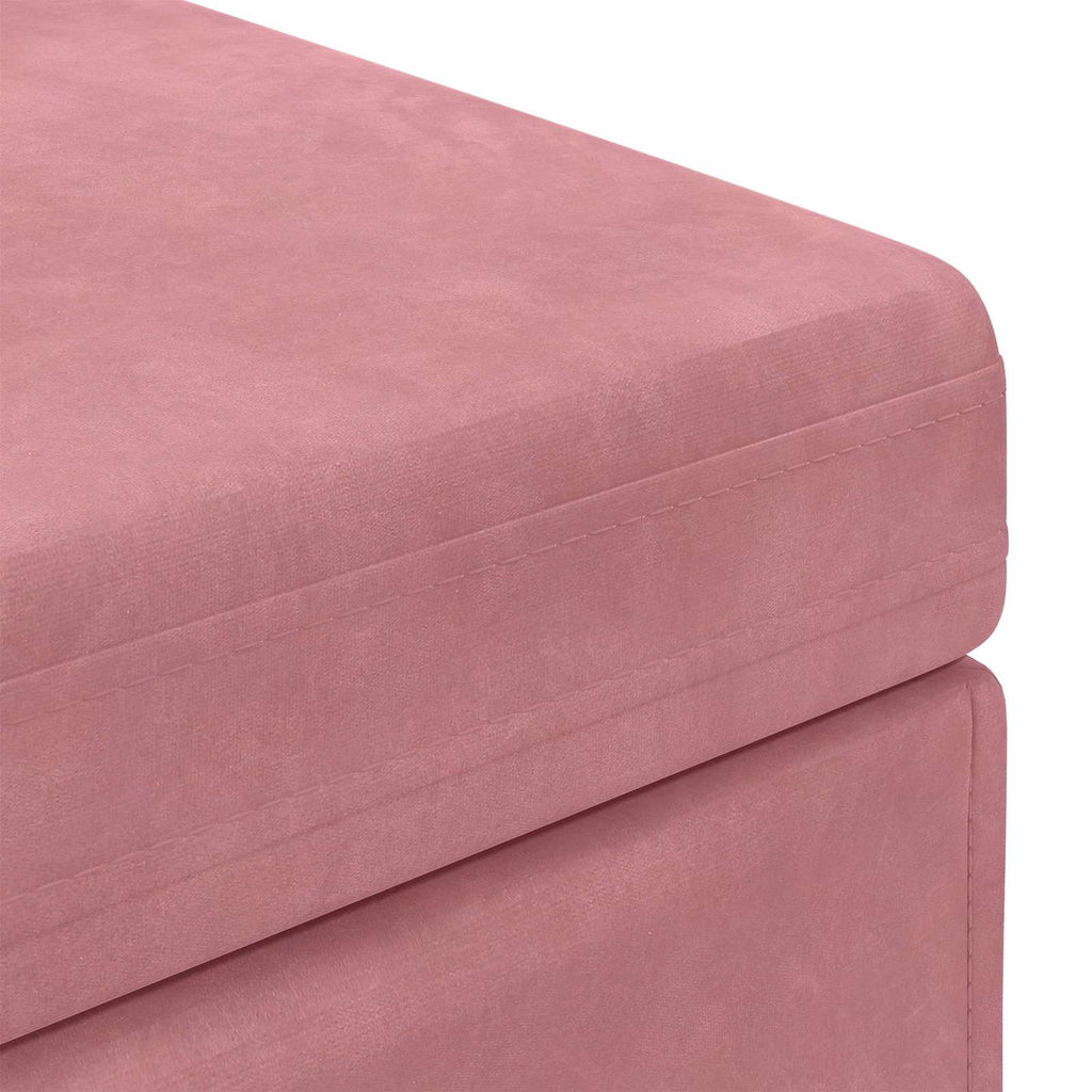 Pouf Rosa 81 x 41 x 40 cm Velluto e Legno Ingegnerizzato