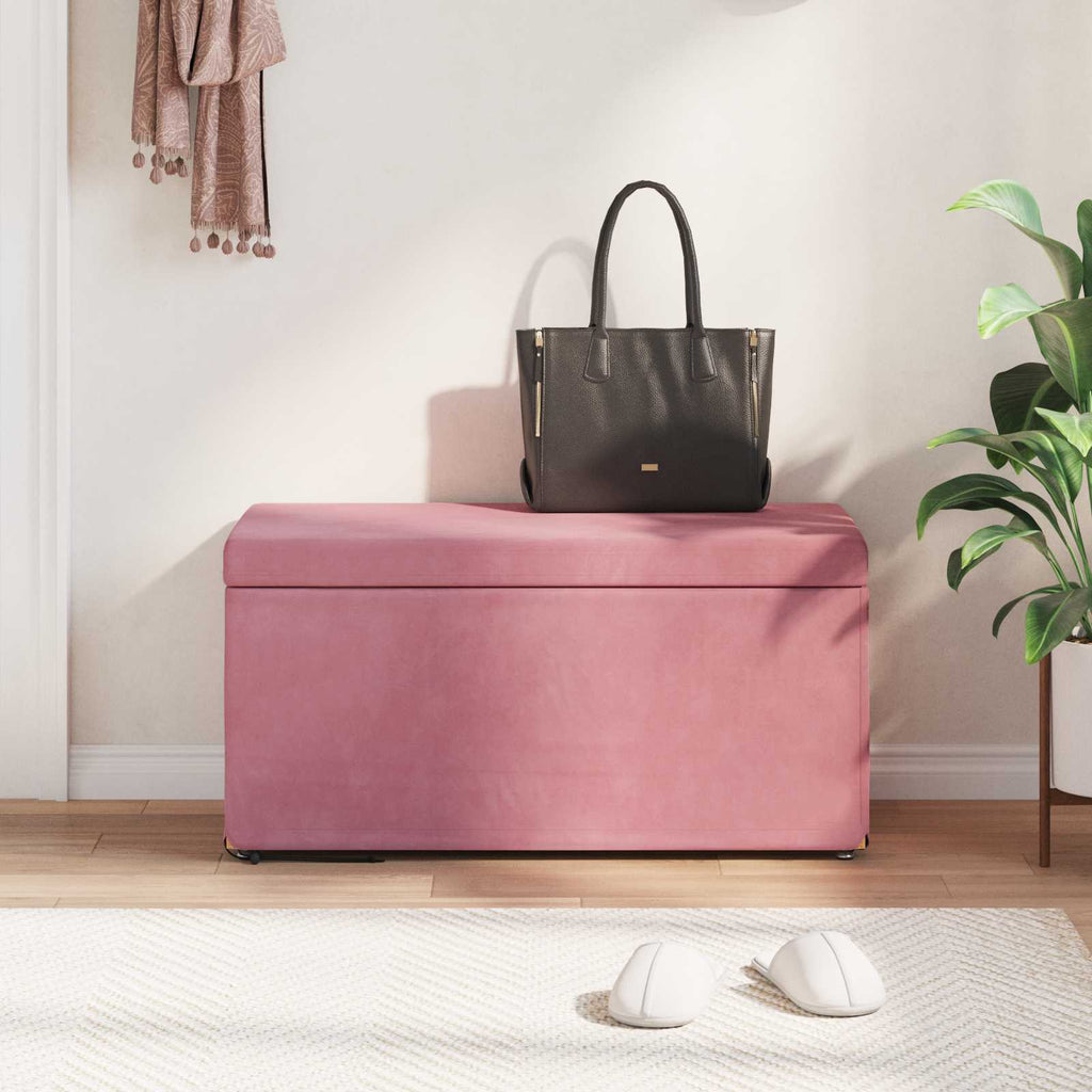 Pouf Rosa 81 x 41 x 40 cm Velluto e Legno Ingegnerizzato