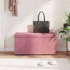 Pouf Rosa 81 x 41 x 40 cm Velluto e Legno Ingegnerizzato