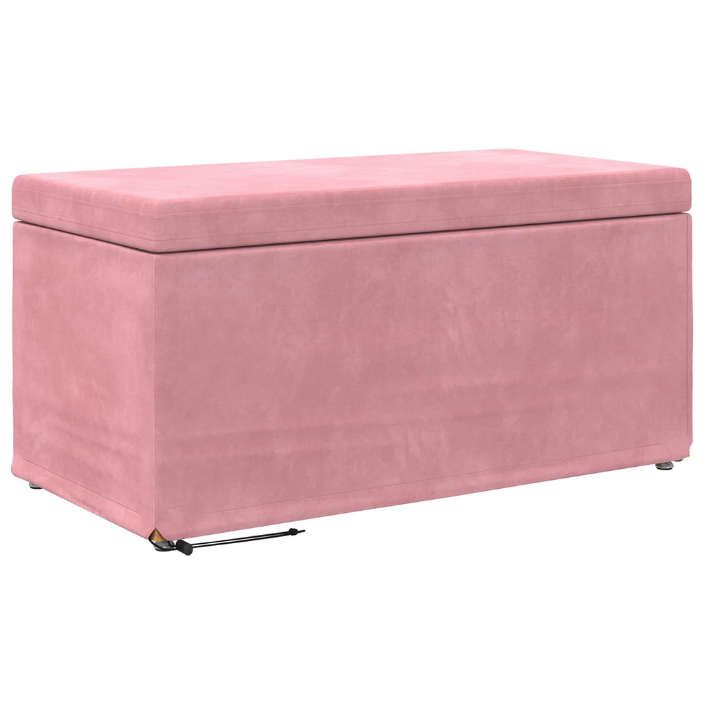 Pouf Rosa 81 x 41 x 40 cm Velluto e Legno Ingegnerizzato