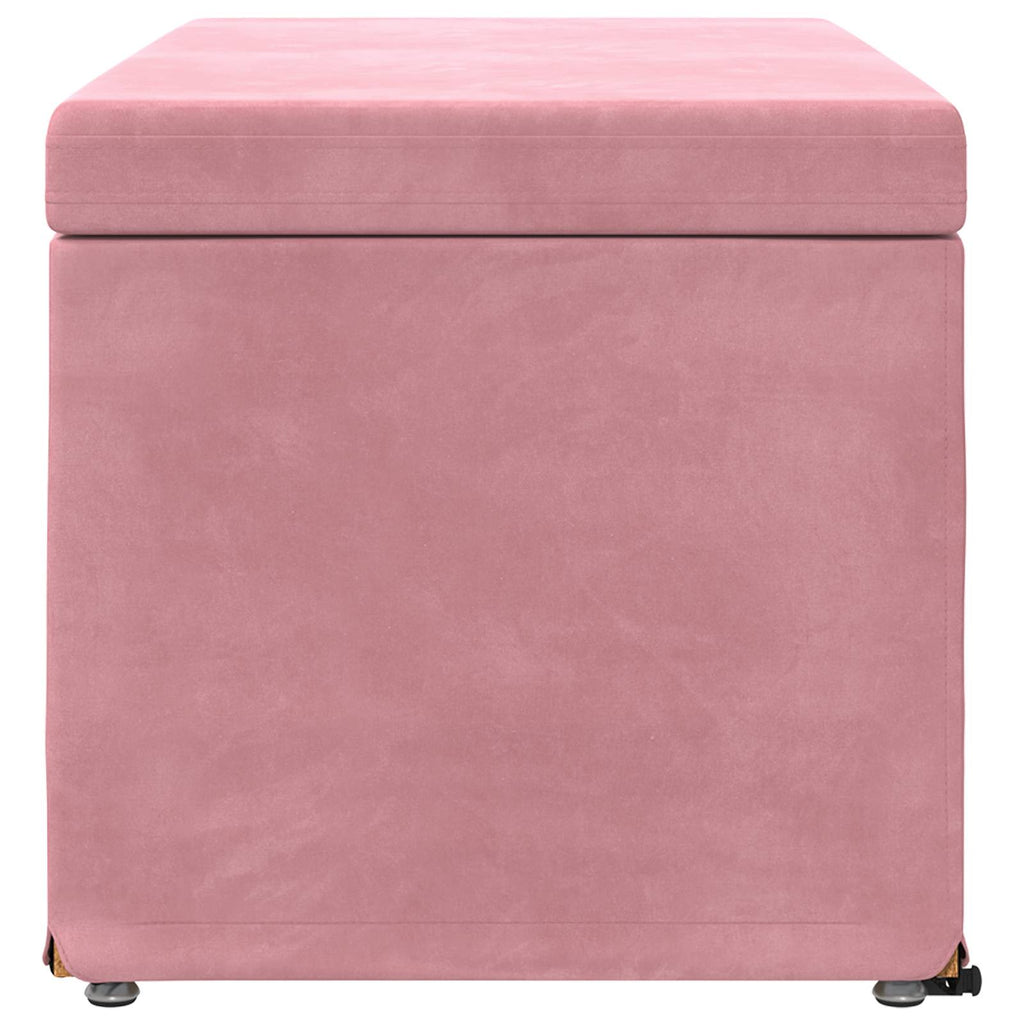 Pouf Rosa 81 x 41 x 40 cm Velluto e Legno Ingegnerizzato