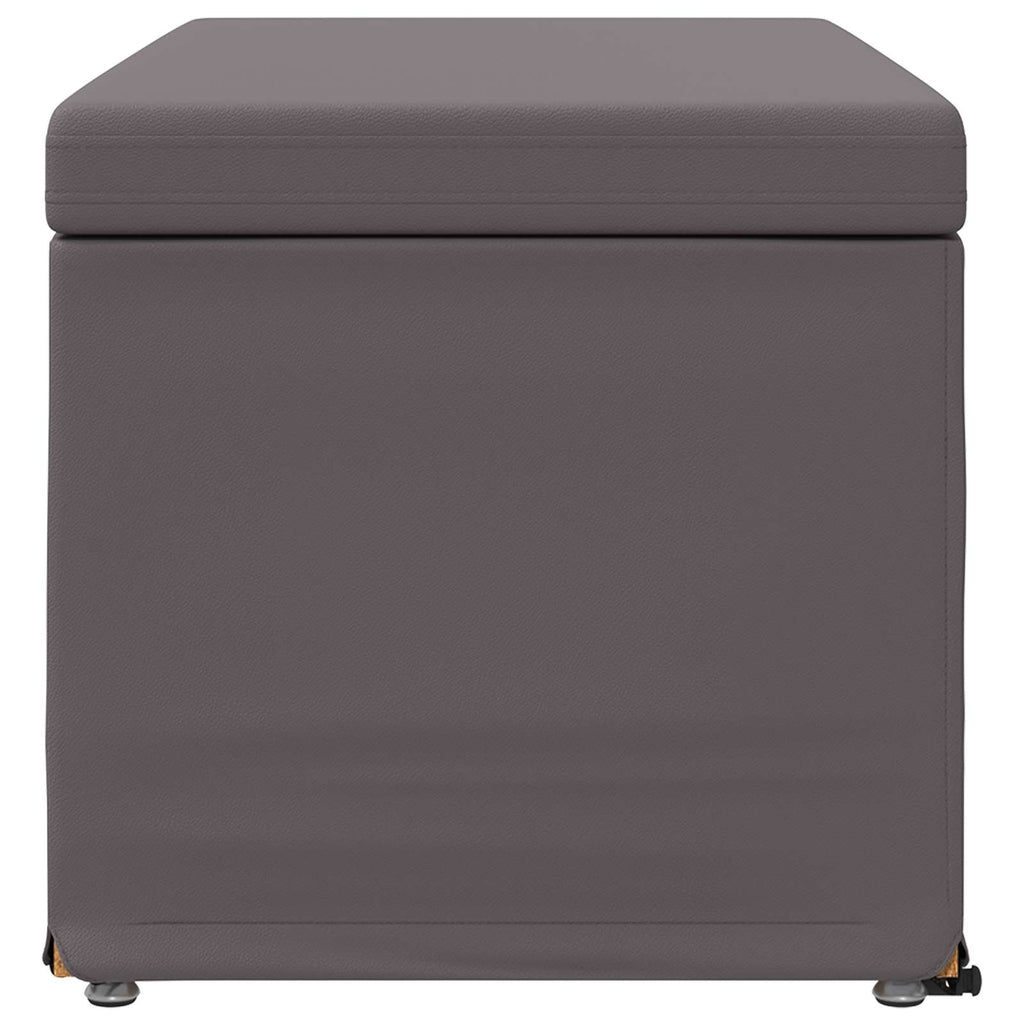 Pouf Grigio Pelle Sintetica e Legno Ingegnerizzato