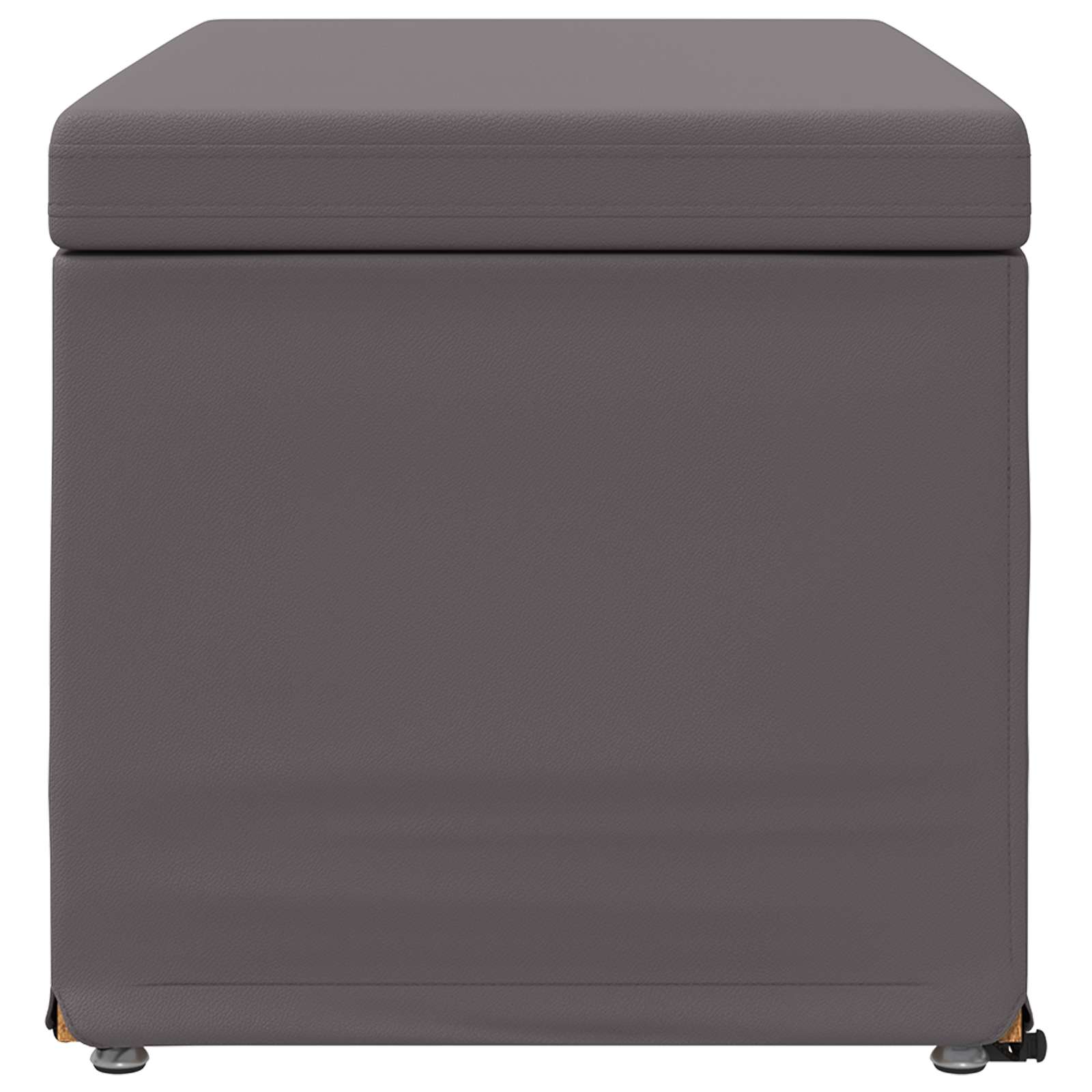 Pouf Grigio Pelle Sintetica e Legno Ingegnerizzato